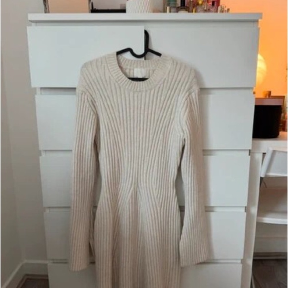 Primark Cream Ribbed One Shoulder Dress